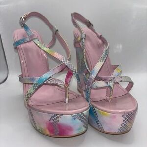 SHEIN Pastel Strappy Platform Heels